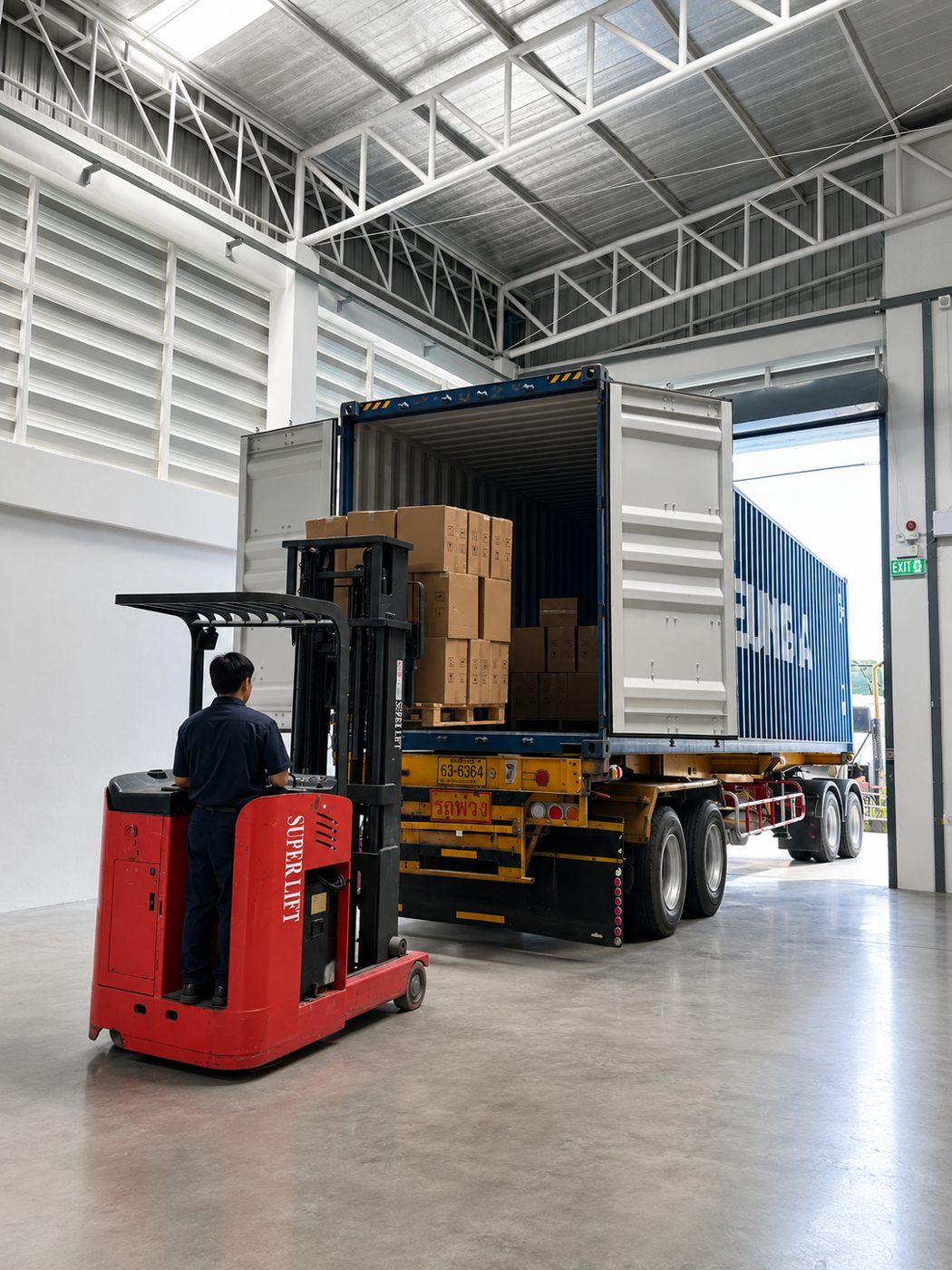 DTS team loading a shipping container for regional delivery